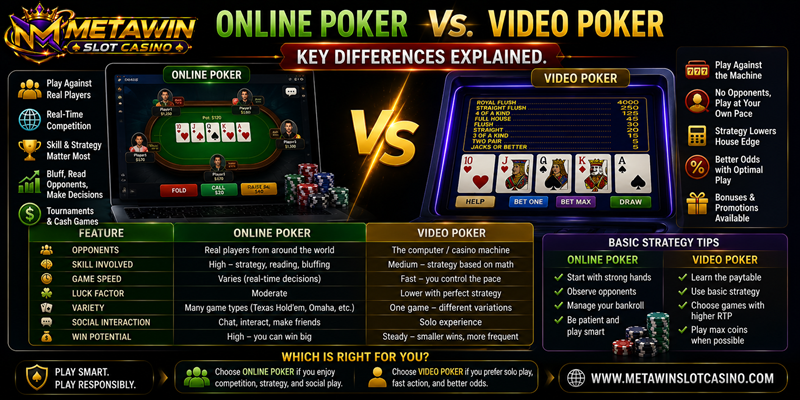 Online Poker vs. Video Poker Key Differences Explained